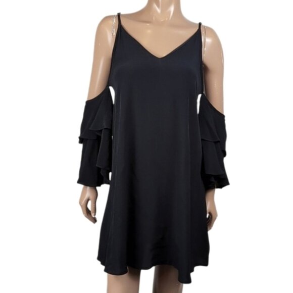 Audrey 3+1 Cold Shoulder Swing Dress Ruffle Sleeve Cami Vneck Party Cocktail - Picture 1 of 10
